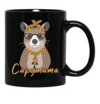 Capymama Funny Capybara Mother Capybara Black Coffee Mug, Gift Coffee Mug - Black