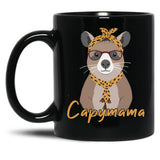 Capymama Funny Capybara Mother Capybara Black Coffee Mug, Gift Coffee Mug - Black