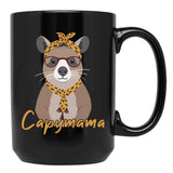 Capymama Funny Capybara Mother Capybara Black Coffee Mug, Gift Coffee Mug