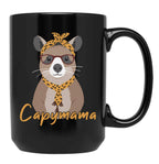 Capymama Funny Capybara Mother Capybara Black Coffee Mug, Gift Coffee Mug