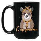 Capymama Funny Capybara Mother Capybara Black Coffee Mug, Gift Coffee Mug