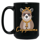 Capymama Funny Capybara Mother Capybara Black Coffee Mug, Gift Coffee Mug