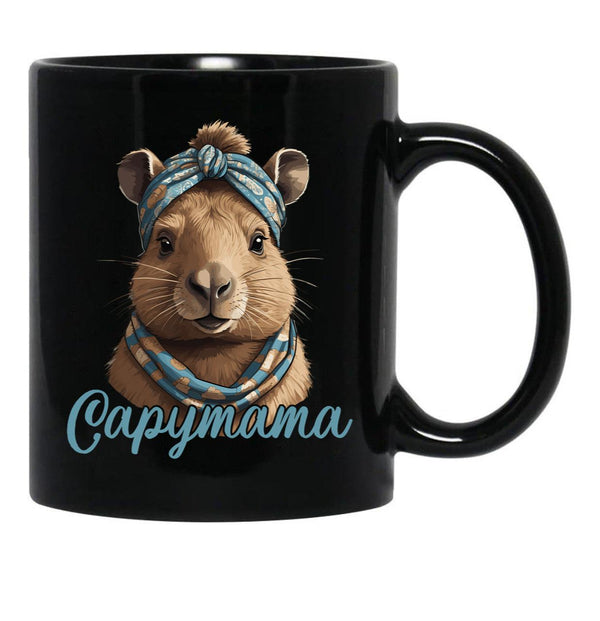 Capymama Funny Capybara Mother'S Day Design Black Coffee Mug, Gift Coffee Mug - Black