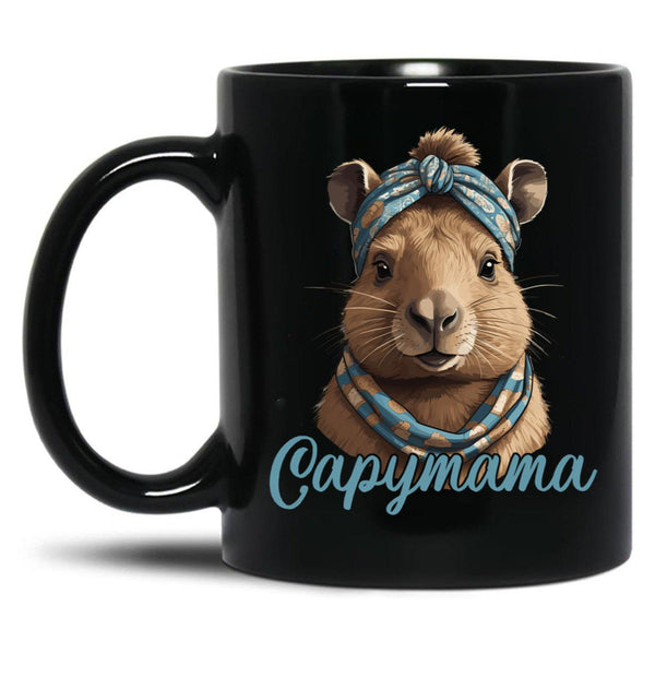Capymama Funny Capybara Mother'S Day Design Black Coffee Mug, Gift Coffee Mug - Black