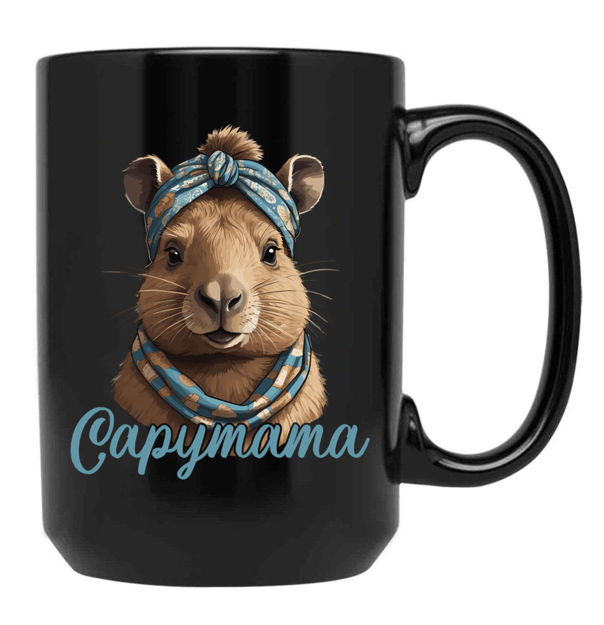 Capymama Funny Capybara Mother'S Day Design Black Coffee Mug, Gift Coffee Mug
