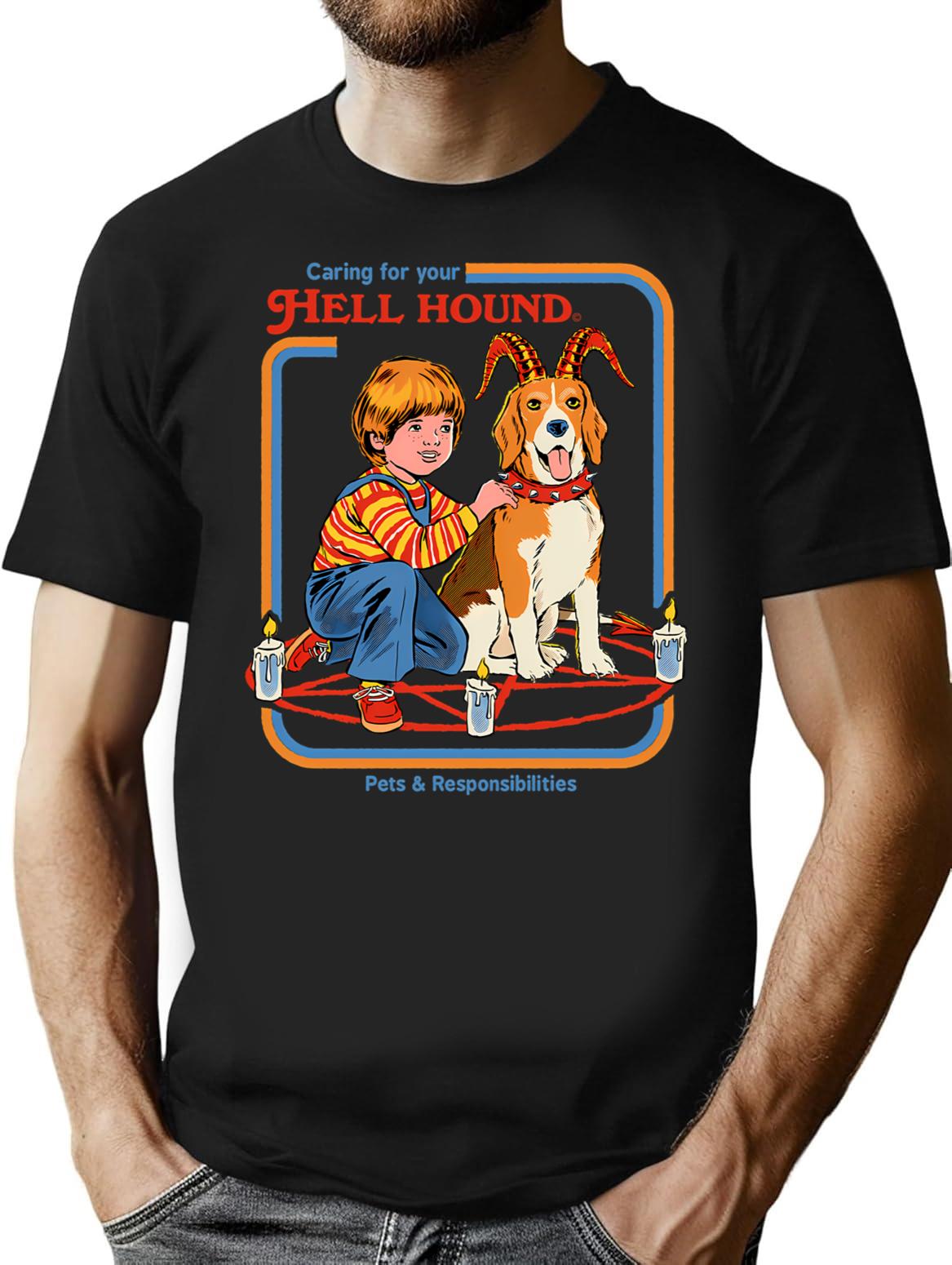 Caring For Your Hell Hound T-Shirt for Men & Women, T-Shirts Graphic Tee - Black
