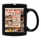 Carl Ellie To My Wife You'Re Braver Than You Believe Quilt Blanket Fleece Blanket To My Wife Blanket Warmer Gift Gift For Her Black Coffee Mug - Black