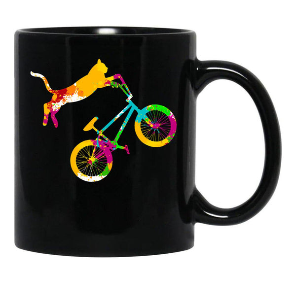 Cat Bmx Black Coffee Mug, Gift Coffee Mug - Black
