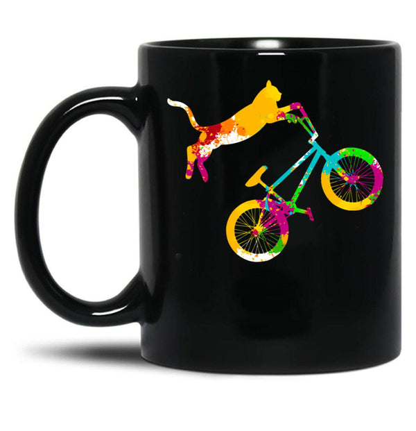 Cat Bmx Black Coffee Mug, Gift Coffee Mug - Black