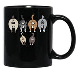 Cat Butt Cat Lovers T-Shirt Cat Mom Cat Dad Funny Jokes T Short Short Sleeve Black Coffee Mug, Gift Coffee Mug - Black