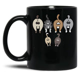 Cat Butt Cat Lovers T-Shirt Cat Mom Cat Dad Funny Jokes T Short Short Sleeve Black Coffee Mug, Gift Coffee Mug - Black