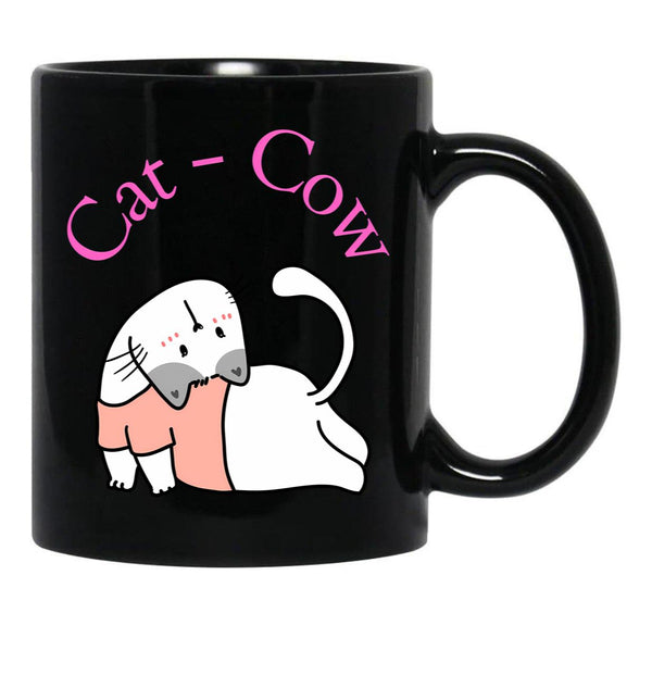 Cat-Cow Black Coffee Mug, Gift Coffee Mug - Black