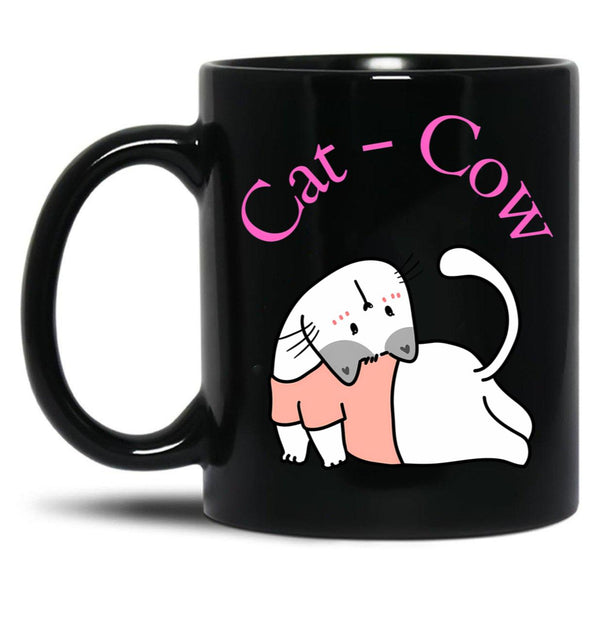 Cat-Cow Black Coffee Mug, Gift Coffee Mug - Black