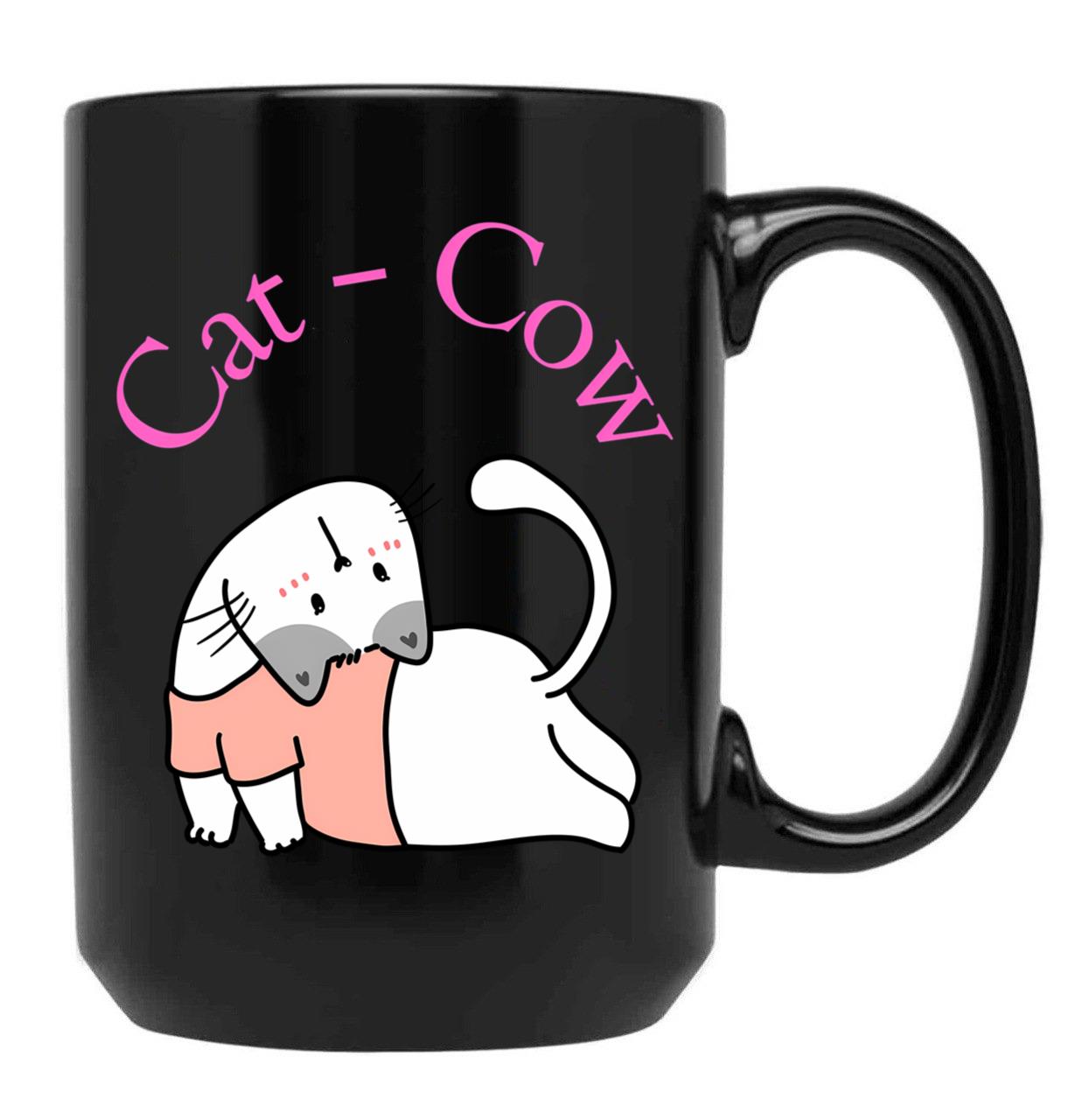 Cat-Cow Black Coffee Mug, Gift Coffee Mug