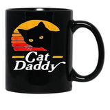 Cat Daddy Shirt Vintage Eighties Style Cat Retro Distressed T-Shirt Black Coffee Mug, Gift Coffee Mug - Black