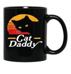 Cat Daddy Shirt Vintage Eighties Style Cat Retro Distressed T-Shirt Black Coffee Mug, Gift Coffee Mug - Black