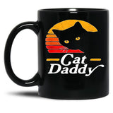 Cat Daddy Shirt Vintage Eighties Style Cat Retro Distressed T-Shirt Black Coffee Mug, Gift Coffee Mug - Black