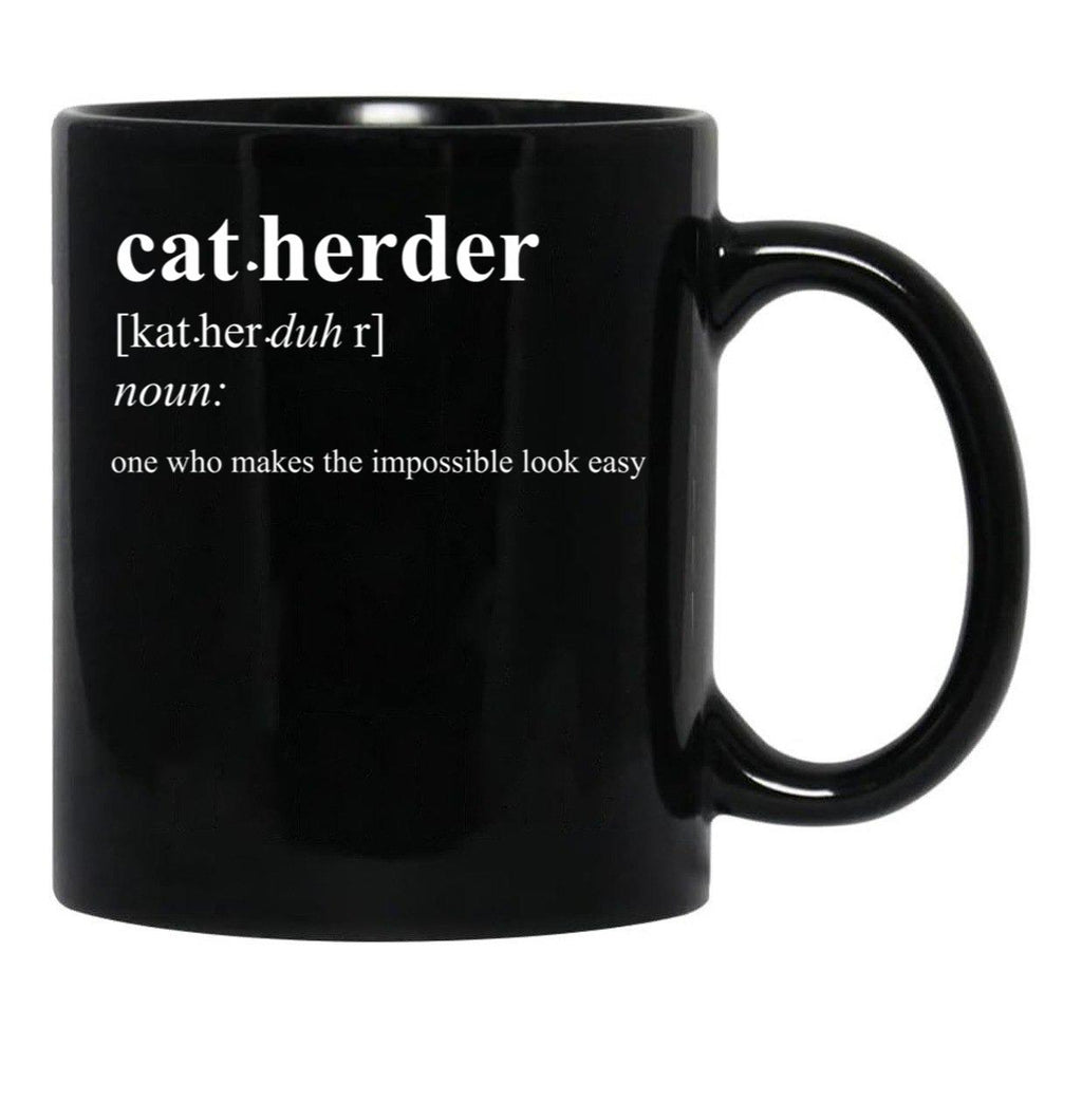 Cat Herder Black Coffee Mug, Gift Coffee Mug - Black