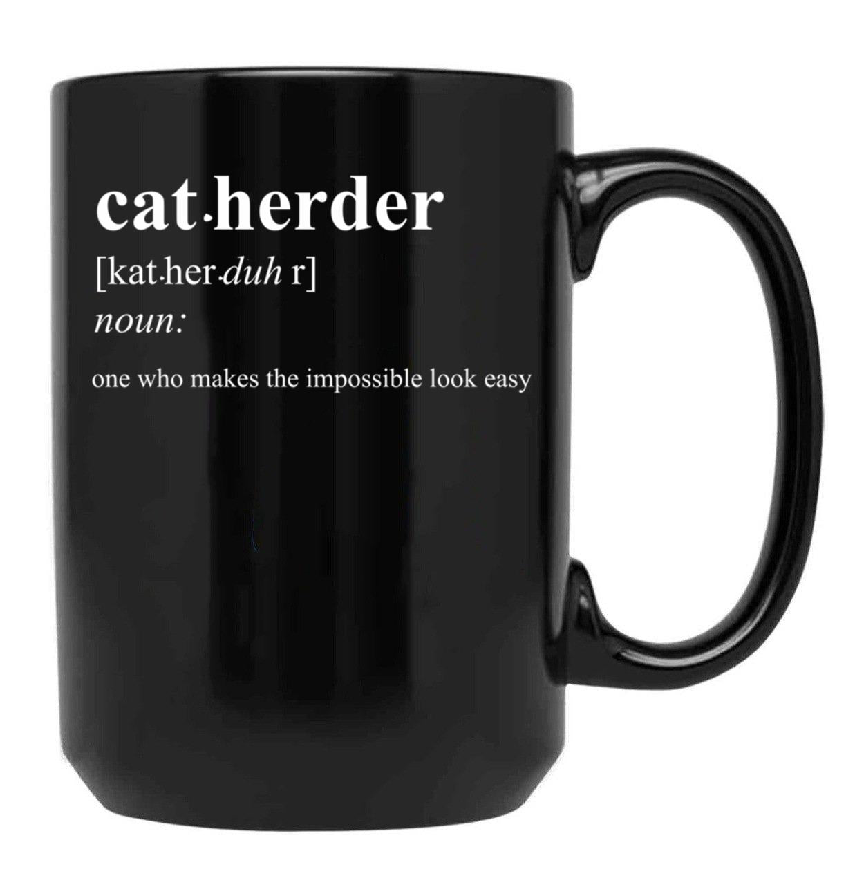 Cat Herder Black Coffee Mug, Gift Coffee Mug