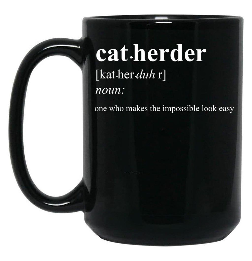 Cat Herder Black Coffee Mug, Gift Coffee Mug