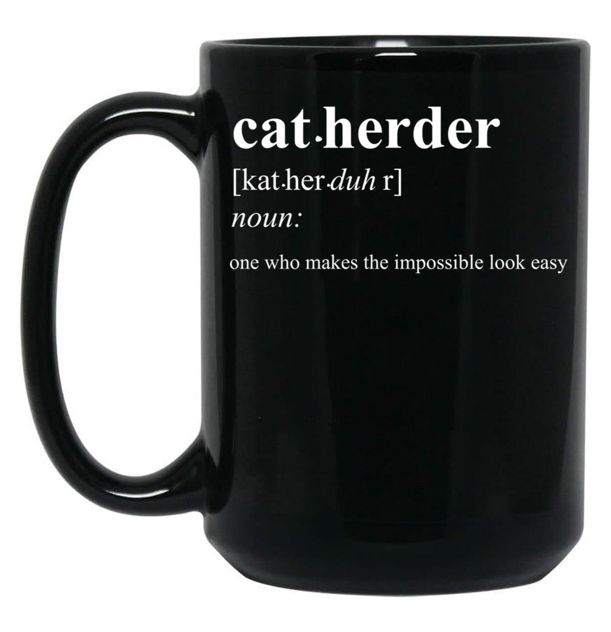 Cat Herder Black Coffee Mug, Gift Coffee Mug