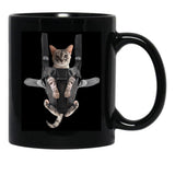 Cat In Baby Carrier Black Coffee Mug, Gift Coffee Mug - Black