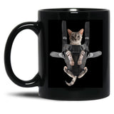 Cat In Baby Carrier Black Coffee Mug, Gift Coffee Mug - Black