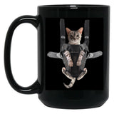 Cat In Baby Carrier Black Coffee Mug, Gift Coffee Mug