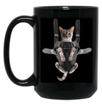 Cat In Baby Carrier Black Coffee Mug, Gift Coffee Mug