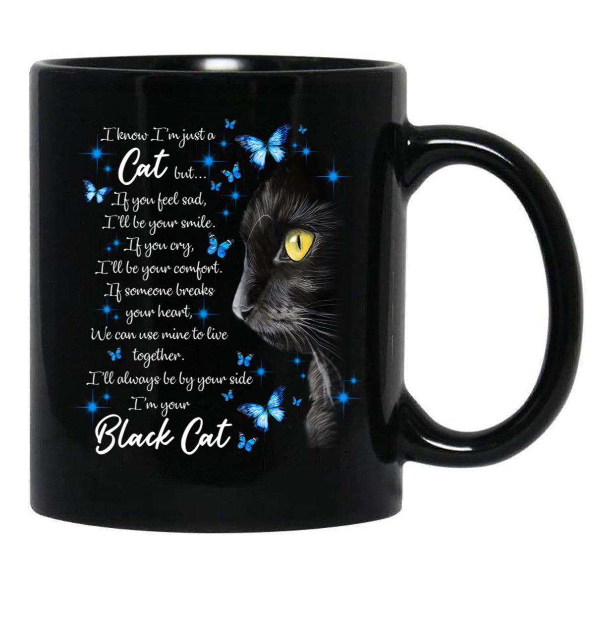 Cat Is My Friend Black Coffee Mug - Black