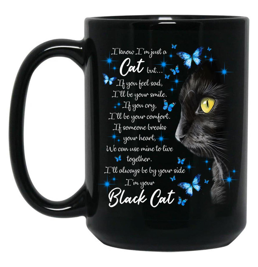 Cat Is My Friend Black Coffee Mug