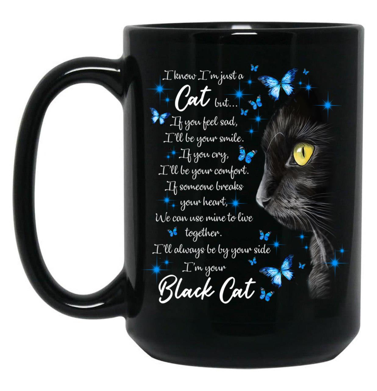 Cat Is My Friend Black Coffee Mug