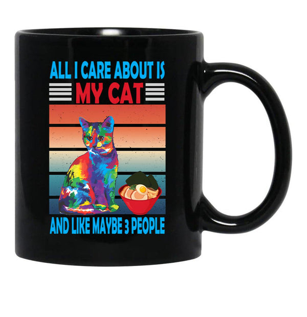 Cat Lover Gift Black Coffee Mug, Gift Coffee Mug - Black