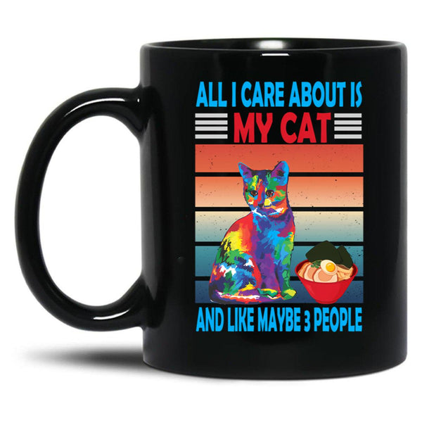 Cat Lover Gift Black Coffee Mug, Gift Coffee Mug - Black