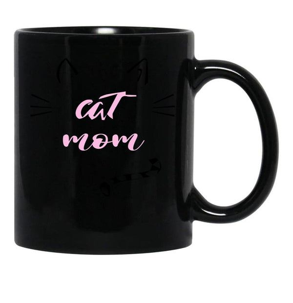 Cat Mom Cat Momy Cat Mother Black Coffee Mug, Gift Coffee Mug - Black