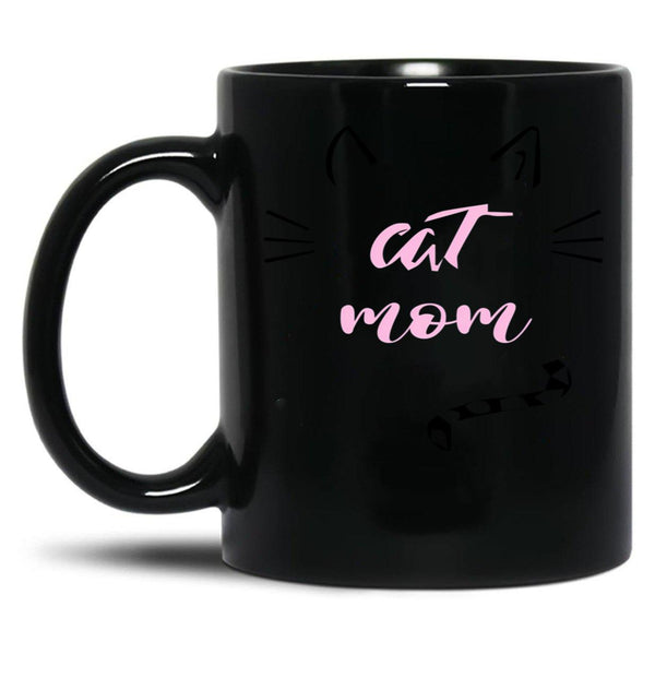 Cat Mom Cat Momy Cat Mother Black Coffee Mug, Gift Coffee Mug - Black