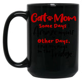 Cat Mom Some Days I Amaze Myself Other Days I Put My Keys In The Fridge Mothers Day Birthday National Cat Day Black Coffee Mug, Gift Coffee Mug