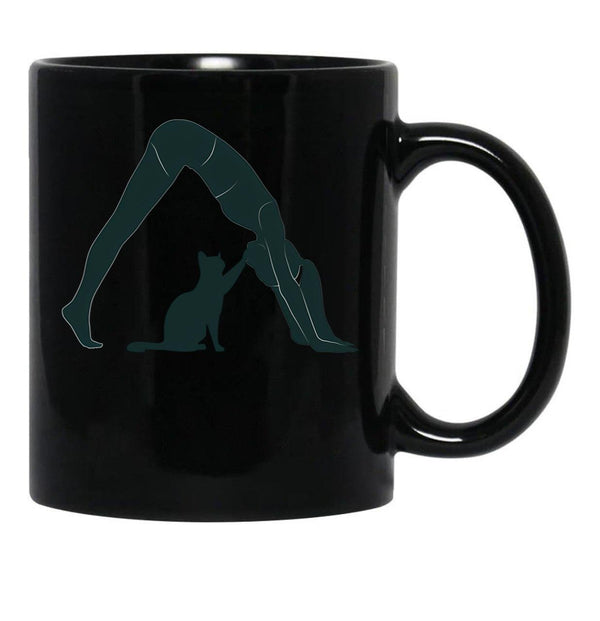 Cat Mom Yoga Black Coffee Mug, Gift Coffee Mug - Black