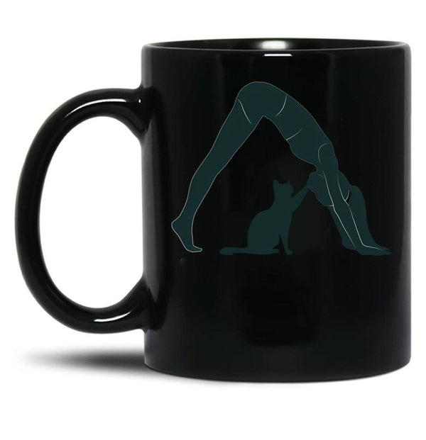 Cat Mom Yoga Black Coffee Mug, Gift Coffee Mug - Black