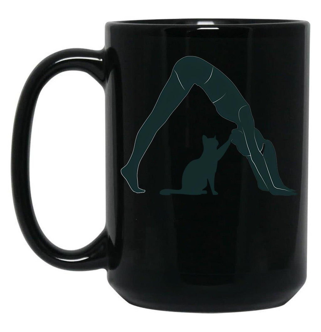 Cat Mom Yoga Black Coffee Mug, Gift Coffee Mug