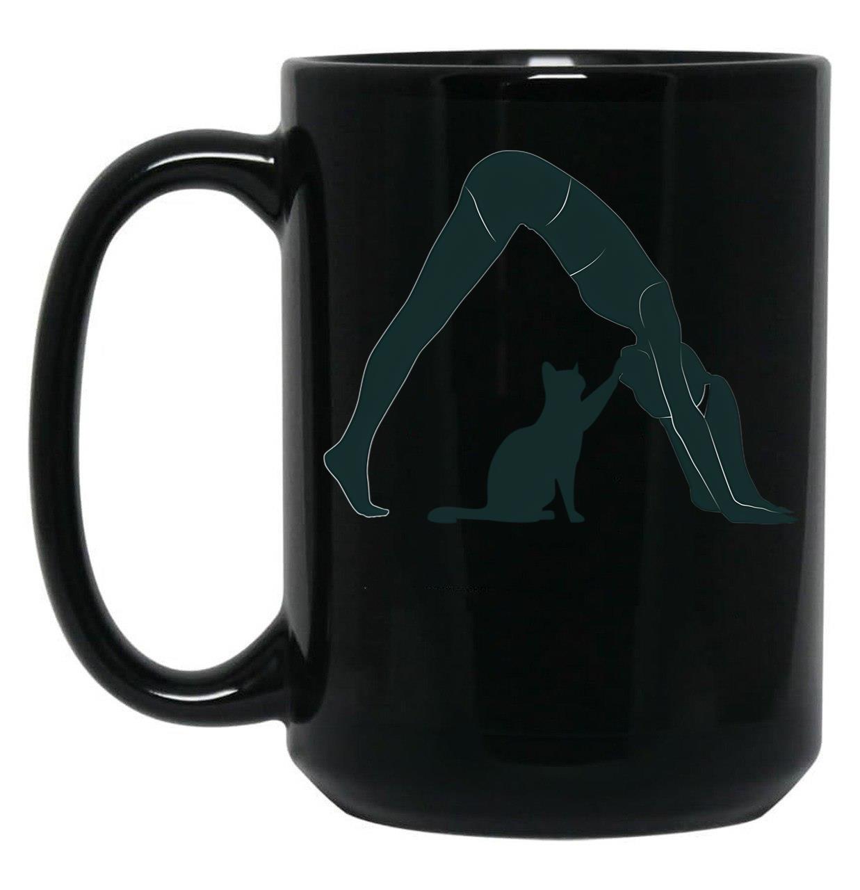 Cat Mom Yoga Black Coffee Mug, Gift Coffee Mug