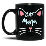Cat Mom (8) Black Coffee Mug, Gift Coffee Mug - Black