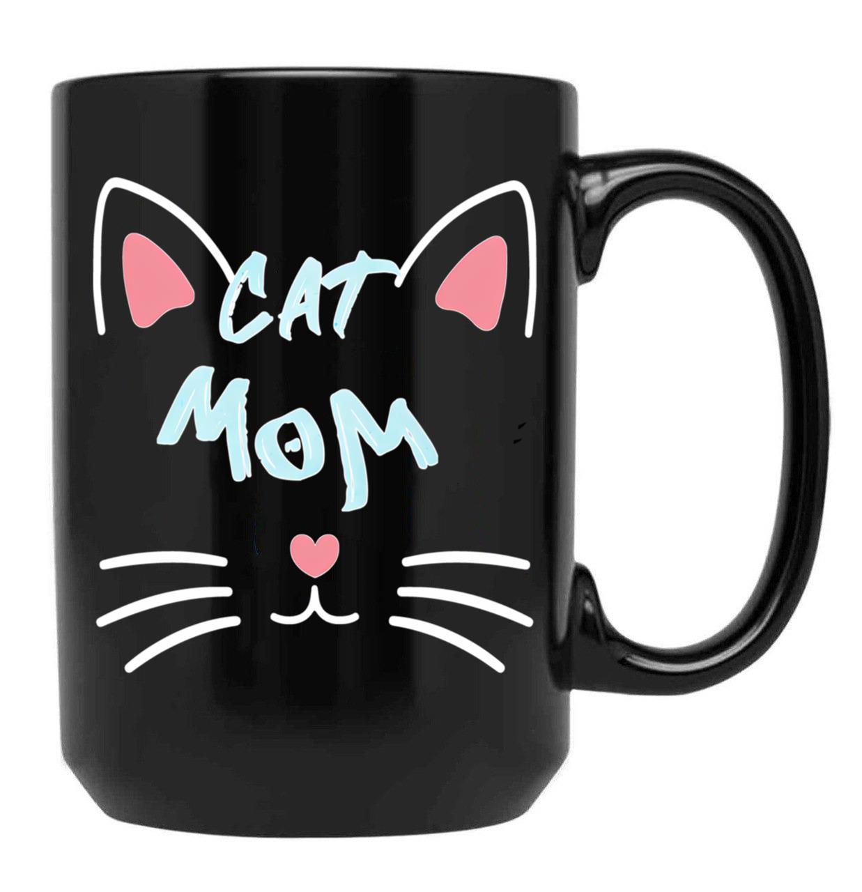 Cat Mom (8) Black Coffee Mug, Gift Coffee Mug