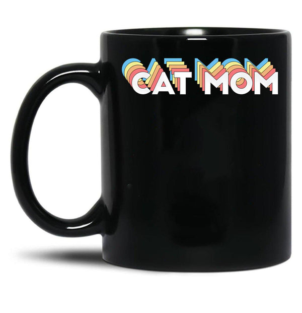 Cat Mom Black Coffee Mug, Gift Coffee Mug - Black