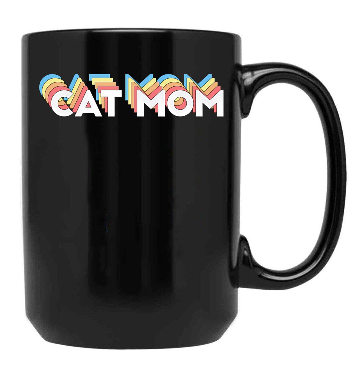 Cat Mom Black Coffee Mug, Gift Coffee Mug