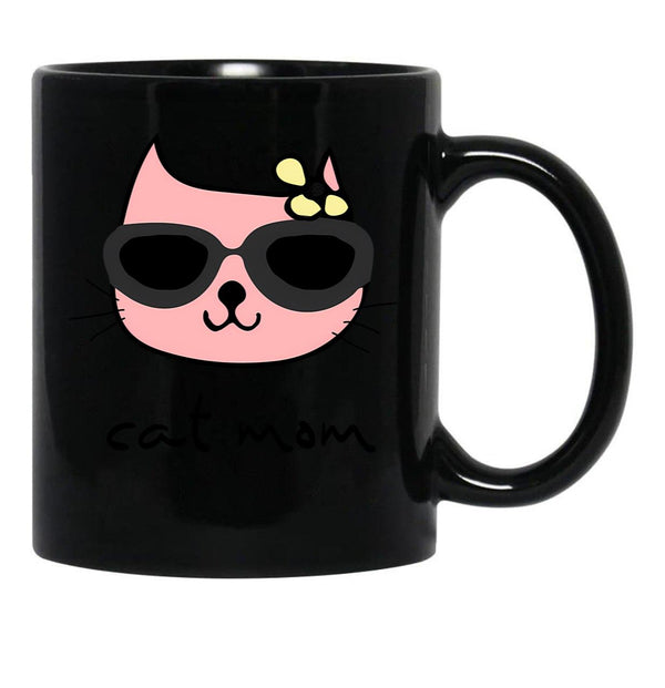 Cat Mum Black Coffee Mug, Gift Coffee Mug - Black