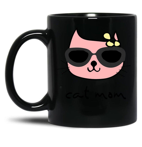 Cat Mum Black Coffee Mug, Gift Coffee Mug - Black