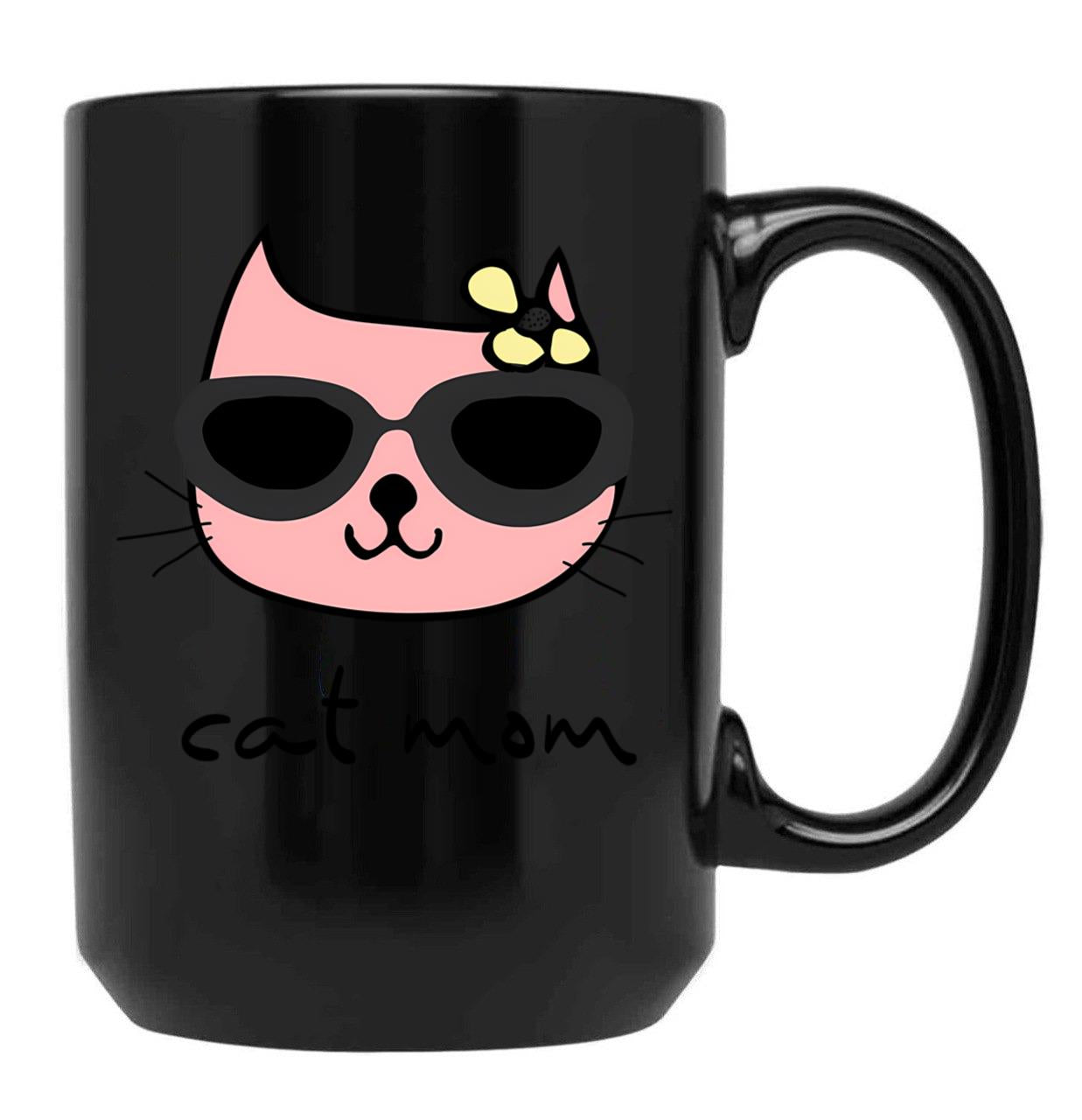 Cat Mum Black Coffee Mug, Gift Coffee Mug