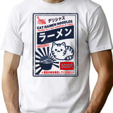 Cat Ramen T-Shirt for Men & Women, T-Shirts Graphic Tee - White