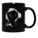 Cat Shirt Cat Tshirt Black Cat Torn Cloth Shirt Kitten Black Coffee Mug, Gift Coffee Mug - Black